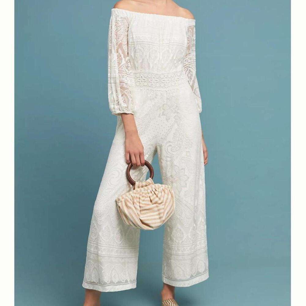 FARM Rio x Anthropologie Elliot Lace Jumpsuit - White XS